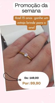 Aneis 15 anos debutantes banhados a ouro18k 