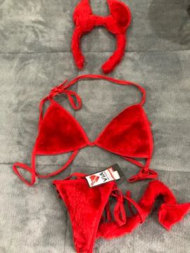 Fantasia biquíni vermelho com tiara 