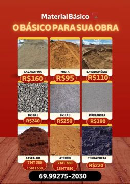 Areia brita cascalho aterro aqui