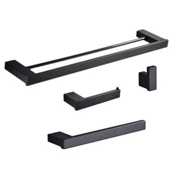 Kit Banheiro Acessórios Aço Inox Preto Fosco Premium 4 Peças Dalvox