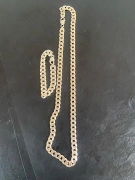 Conjunto de corrente e pulseira em prata 925