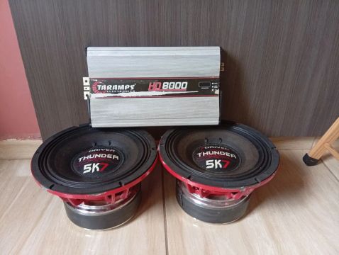 Amplificador Taramps HD 8000 + 2 Subwoofer Thunder 5K7