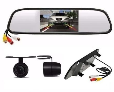Espelho Retrovisor LCD com Câmaera de Ré colorido universal