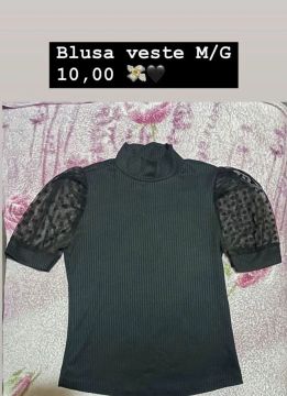 Blusa de renda preta M/G