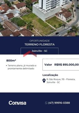 Lote em Rua São Roque - Floresta - Joinville/SC