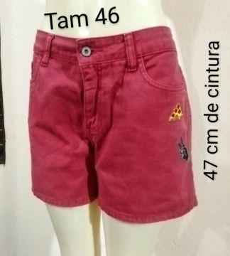 Short Jeans Vermelho Tam 46 em sarja 