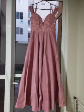 Vestido longo rose