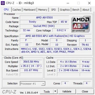 Kit AMD APU A8 5500 com Radeon HD 7560D + placa + 8GB de ram