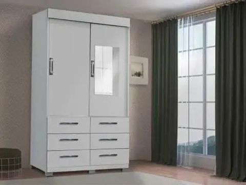 Guarda-Roupas de correr com espelho branco