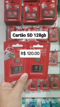 Cartão SD 128gb MasterDrive - R$ 120,00