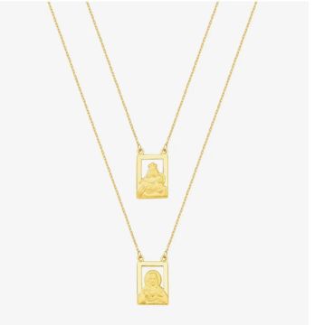  Escapulário VIVARA Ouro 18k  Conjunto de colares com Nossa Senhora e Jesus