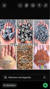 Promoção de barro,areia,seixo e brita