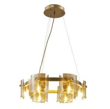 Pendente Bouze Led 6xG9 Dourado e Ambar 60cm Nordecor