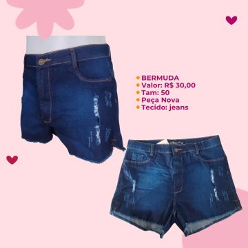 Bermuda Jeans Feminina - Tamanho 50 - R$ 30,00
