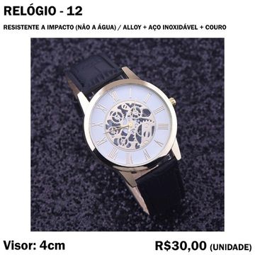 Relógio Malloom de Couro Preto - Modelo 12