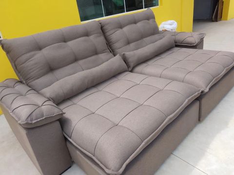 Sofa retratil 2,90m novo marrom 