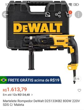 Martelete Rompedor DeWalt D25133KB2 800W 220V SDS C/ Maleta