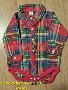 Body xadrez infantil 9 a 12 meses SHEIN