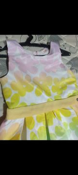 Vestido Infantil Verão Cetim Flores Degradê - Málagah