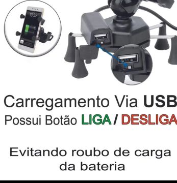 Carregador de Celular para Moto com Botão Liga/Desliga