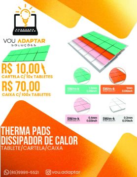 Thermal Pads Dissipador de calor SSD M2 2280 CPU Placa Gráfica Dissipador