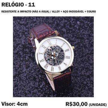 Relógio Marroom de Couro Marrom