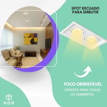 Spot Recuado para Embutir - Foco Orientável