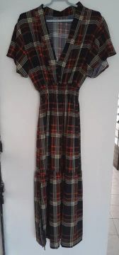 Vestido longo xadrez 