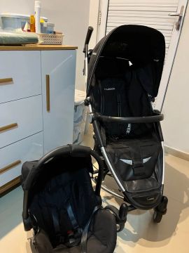 Carrinho de Bebê Kiddo Duo - Preto + bebê conforto Galzerano em Perfeito estado! 