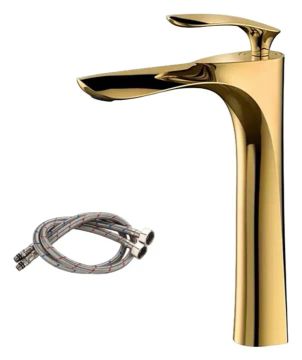 Torneira Alta Banheiro Lavabo Yesop Dourad Monocomando Misturador Cor Dourado