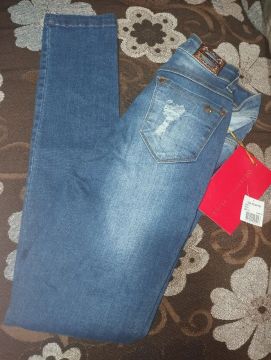 Calça Jeans Skinny Destroyed Azul número 36 