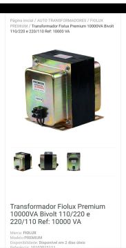Transformador Fiolux Premium 10000VA Bivolt