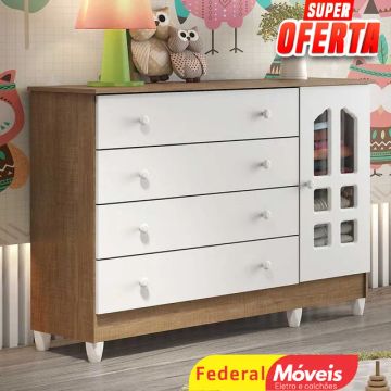 Cômoda de bebê 4 Gavetas 1 Porta - Promoção 