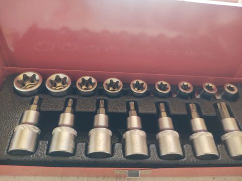Jogo de Soquetes Torx 1/4 10 Peças