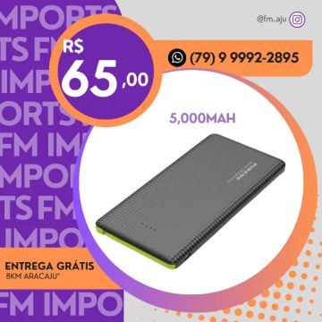 Power Bank Carregador Portátil 5,000mAh - Novo e Entrega Grátis Aju 8KM