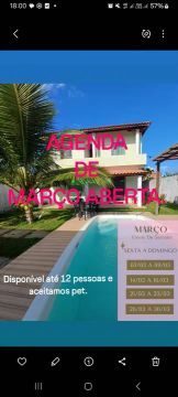 Casa Temporada em Jauá - MARÇO , ABRIL E MAIO.
