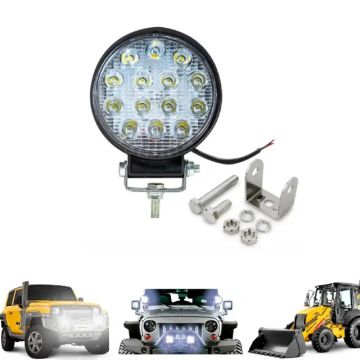Auxiliar de Led redondo farol milha universal 42w maquinas agricolas, carro, caminhão