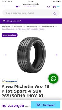 Par de Pneu Michelin Aro 19 Pilot Sport 4 SUV 265/50R19 110Y XL