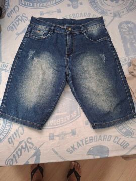 Bermuda Jeans Masculina Infantil - Azul - Tamanho 12M