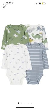KIT BODY BEBÊ 4 PEÇAS CARTERS DINOSSAUROS