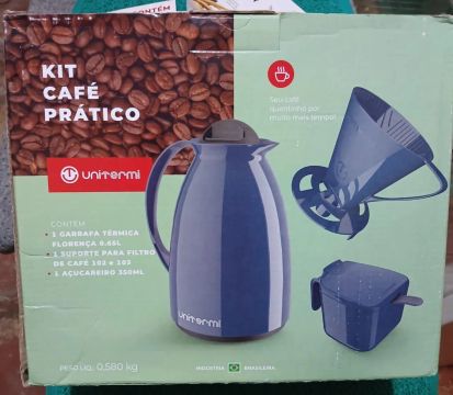 Kit Café Prático Unitermi - Garrafa Térmica, Filtro e Açucarero