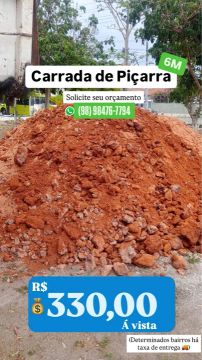 Carrada de Piçarra 6m³ - R$ 330,00 (leia a descrição)