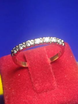 Anel Meia Alianças Zircônias Ouro 18 Kilates 2.20 Gramas 2 mm                             