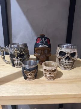 Kit de 5 Peças Decoração Caveira Esqueleto