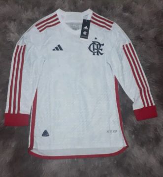MANGA LONGA VERSÃO JOGADOR (TAMANHO P) FLAMENGO BRANCA