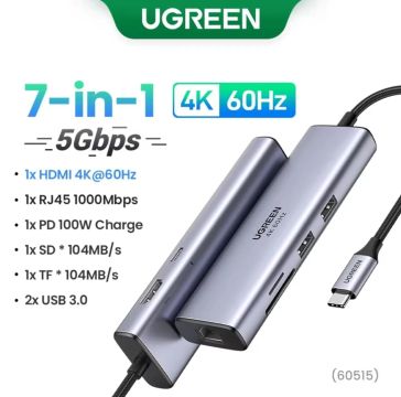 Hub Novo Lacrado Original Ugreen 7in1 4k Entrada RJ45