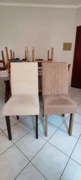 Conjunto de 6 cadeiras Off White e Carvalho Nobre