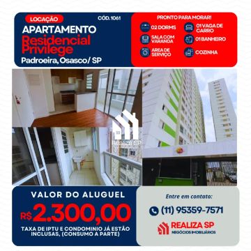 Oportunidade Apartamento Para Locação Condomínio Privilege - Padroeira, Osasco/SP!!
