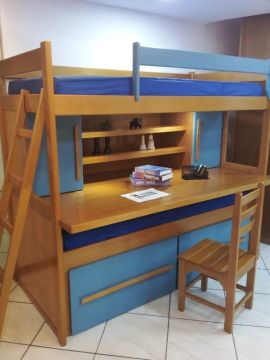CAMA BELICHE COM ESCRIVANINHA -Portas e Gavetões COR PRETO (foto meramente ilustrativa)