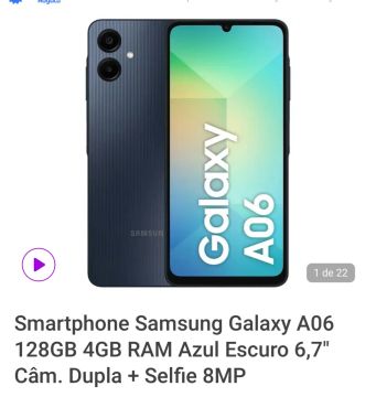 Smartphone Samsung Galaxy A06 128GB 4GB RAM Azul Escuro 6,7''
